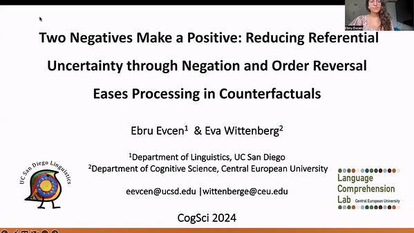 Two Negatives Make a Positive: Reducing Referential Uncertainty through Negation and Order Reversal Eases Processing in Counterfactuals