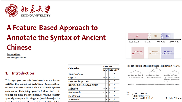 A Feature-Based Approach to Annotate the Syntax of Ancient Chinese