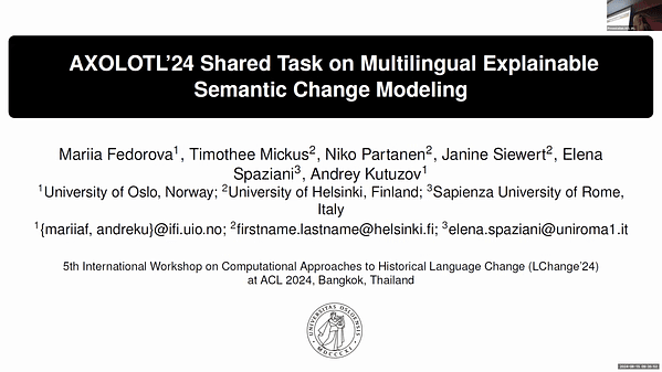 AXOLOTL’24 Shared Task on Multilingual Explainable Semantic Change Modeling