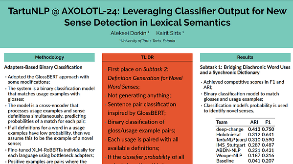 TartuNLP @ AXOLOTL-24: Leveraging Classifier Output for New Sense Detection in Lexical Semantics