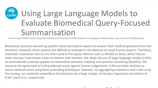 Using Large Language Models to Evaluate Biomedical Query-Focused Summarisation