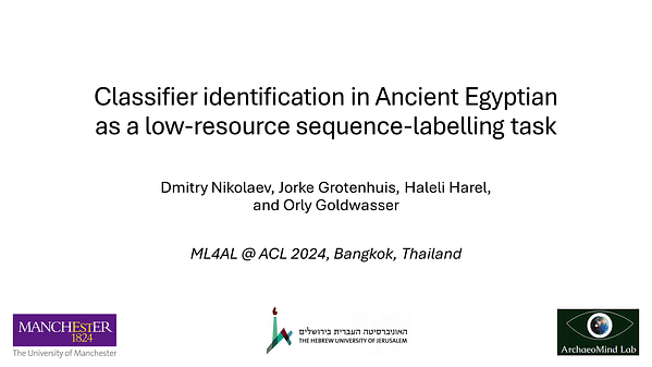 Classifier identification in Ancient Egyptian as a low-resource sequence-labelling task