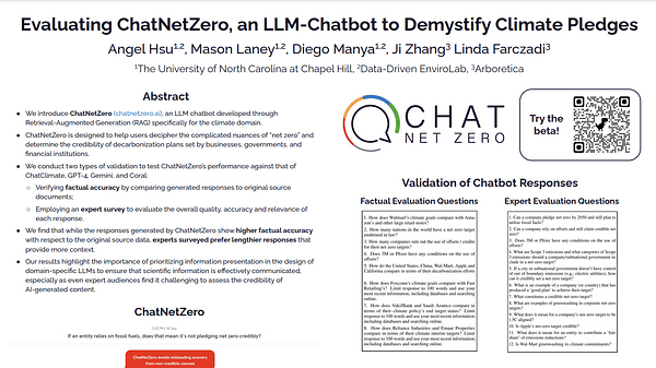 Evaluating ChatNetZero, an LLM-Chatbot to Demystify Climate Pledges