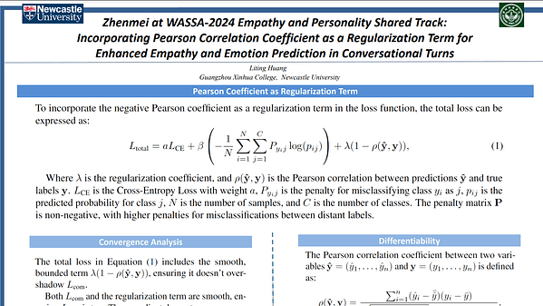 Zhenmei at WASSA-2024 Empathy and Personality Shared Track:
Incorporating Pearson Correlation Coefficient as a Regularization Term for
Enhanced Empathy and Emotion Prediction in Conversational Turns