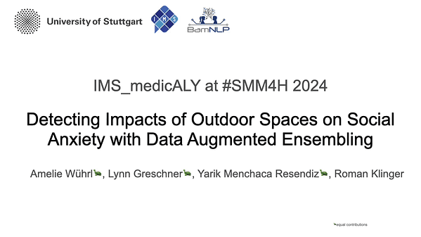 IMS_medicALY at #SMM4H 2024: Detecting Impacts of Outdoor Spaces on Social Anxiety with Data Augmented
