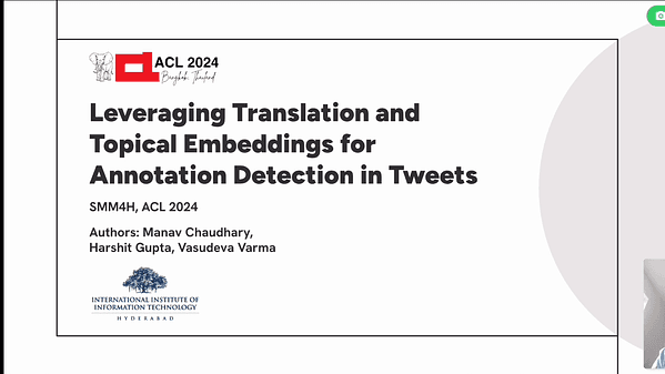 BrainStorm @ iREL at #SMM4H 2024: Leveraging Translation and Topical Embeddings for Annotation Detection in Tweets