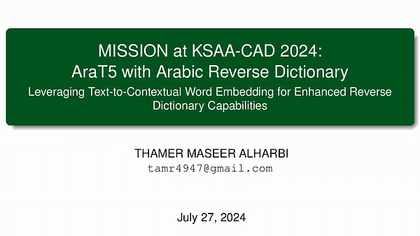 MISSION at KSAA-CAD 2024: AraT5 with Arabic Reverse Dictionary