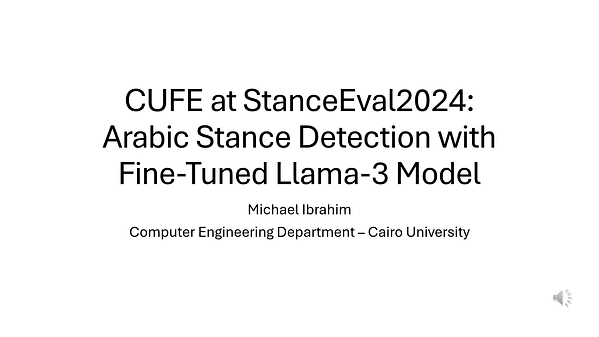 CUFE at StanceEval2024: Arabic Stance Detection with Fine-Tuned Llama-3 Model