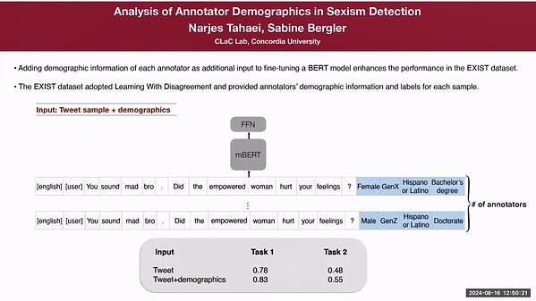 Analysis of Annotator Demographics in Sexism Detection