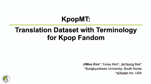 KpopMT: Translation Dataset with Terminology for Kpop Fandom