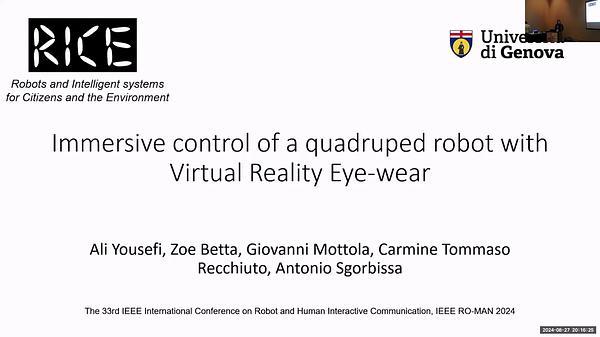 Immersive Control of a Quadruped Robot with Virtual Reality Eye-Wear
