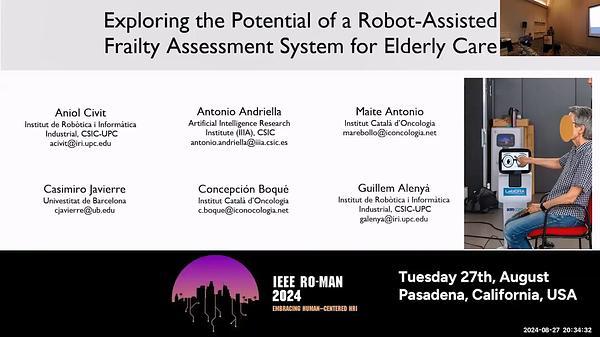 Exploring the Potential of a Robot-Assisted Frailty Assessment System for Elderly Care