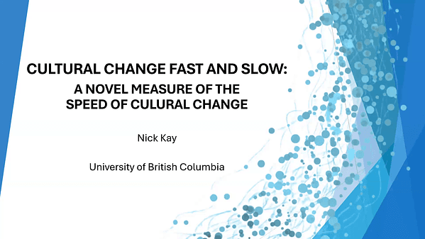 RECORDING - Cultural change fast and slow: Measuring and explaining cross-national variation in the speed of cultural change.
