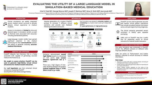 Evaluating the Utility of a Large Language Model in Simulation-Based Medical Education