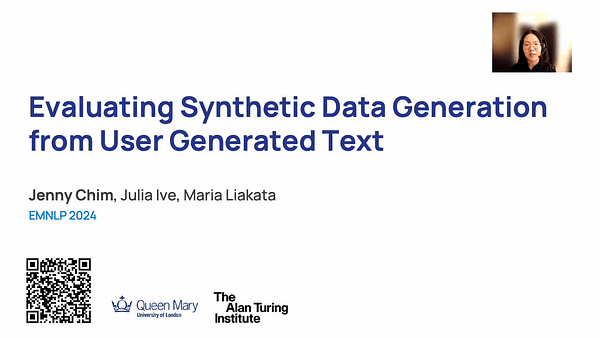 Evaluating Synthetic Data Generation from User Generated Text