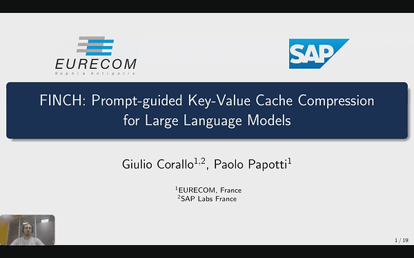 FINCH: Key-Value Cache Compression for Large Language Models Semantic Memory