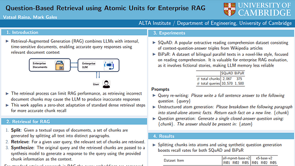 Question-Based Retrieval using Atomic Units for Enterprise RAG