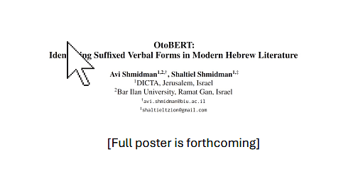 OtoBERT: Identifying Suffixed Verbal Forms in Modern Hebrew Literature