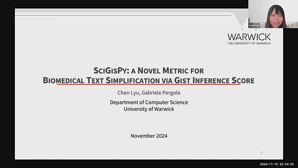 SciGisPy: a Novel Metric for Biomedical Text Simplification via Gist Inference Score