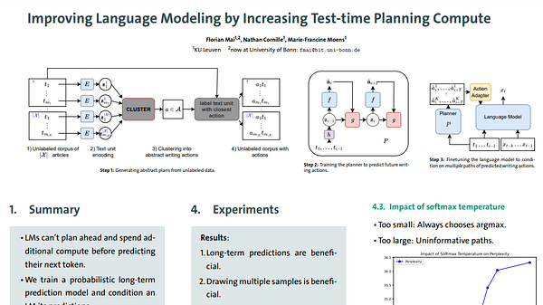 Improving Language Modeling by Increasing Test-time Planning Compute