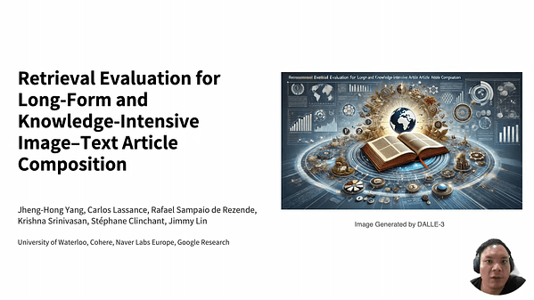 Retrieval Evaluation for Long-Form and Knowledge-Intensive Image–Text Article Composition