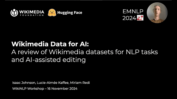 Wikimedia data for AI: a review of Wikimedia datasets for NLP tasks and AI-assisted editing