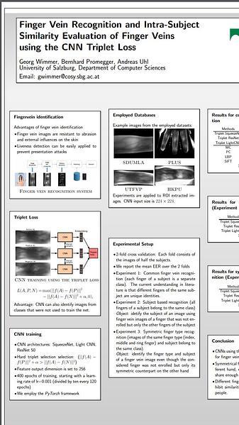Finger Vein Recognition and Intra-Subject Similarity Evaluation of Finger Veins using the CNN Triplet Loss