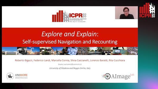 Explore and Explain: Self-Supervised Navigation and Recounting