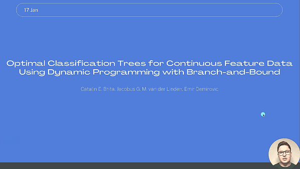 Optimal Classification Trees for Continuous Feature Data Using Dynamic Programming with Branch-and-Bound