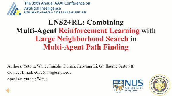 LNS2+RL: Combining Multi-agent Reinforcement Learning with Large Neighborhood Search in Multi-agent Path Finding