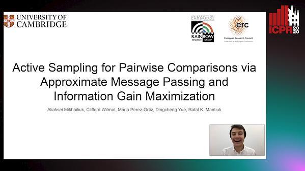 Active Sampling for Pairwise Comparisons via Approximate Message Passing and Information Gain Maximization