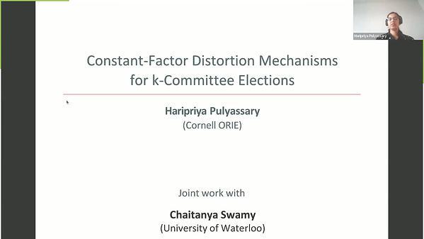 Constant-Factor Distortion Mechanisms for k-Committee Election