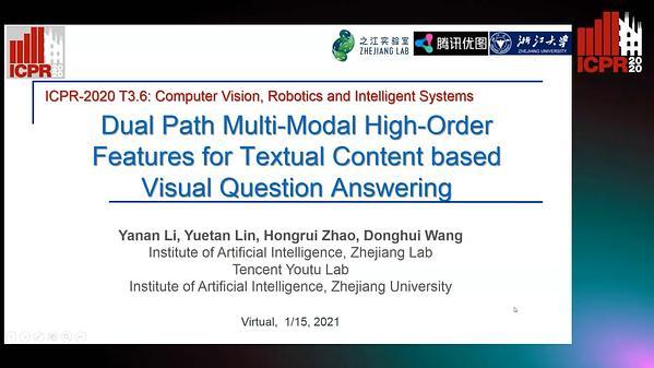 Dual Path Multi-modal High-Order Features for Textual Content based Visual Question Answering