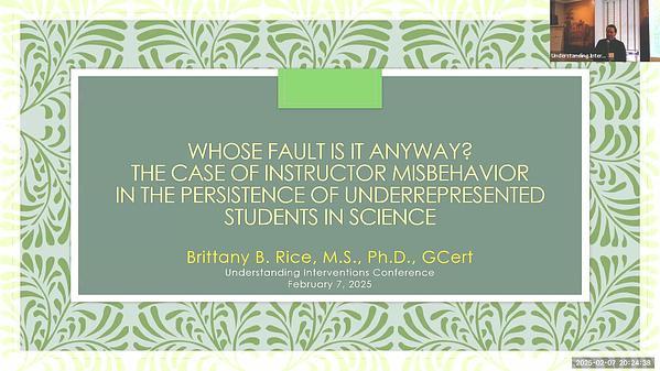 Whose Fault is it Anyway? The Case of Instructor Misbehavior in the Persistence of Underrepresented Students in Science