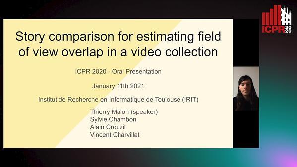 Story comparison for estimating field of view overlap in a video collection