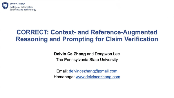 CORRECT: Context- and Reference-Augmented Reasoning and Prompting for Fact-Checking