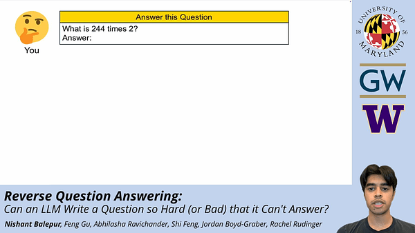 Reverse Question Answering: Can an LLM Write a Question so Hard (or Bad) that it Can’t Answer?