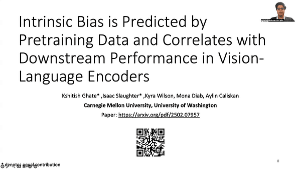 Intrinsic Bias is Predicted by Pretraining Data and Correlates with Downstream Performance in Vision-Language Encoders