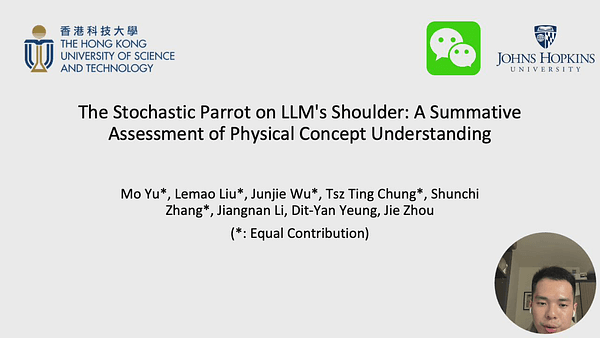The Stochastic Parrot on LLM's Shoulder: A Summative Assessment of Physical Concept Understanding
