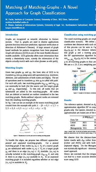 Matching of Matching-Graphs, A Novel Approach for Graph Classification