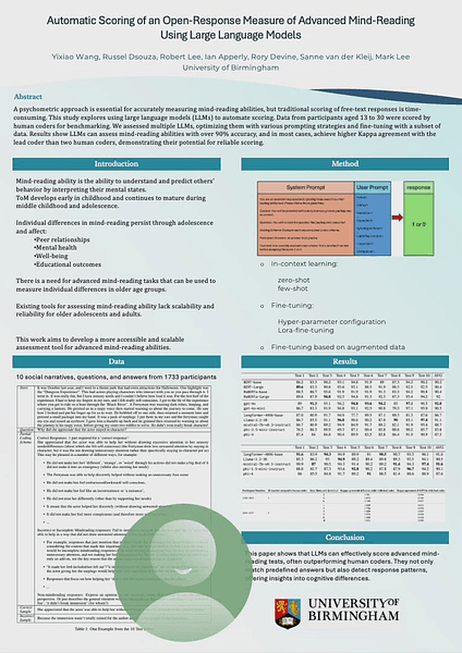 Automatic Scoring of an Open-Response Measure of Advanced Mind-Reading Using Large Language Models