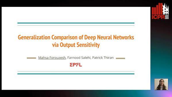 Generalization Comparison of Deep Neural Networks via Output Sensitivity