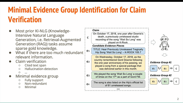 Minimal Evidence Group Identification for Claim Verification