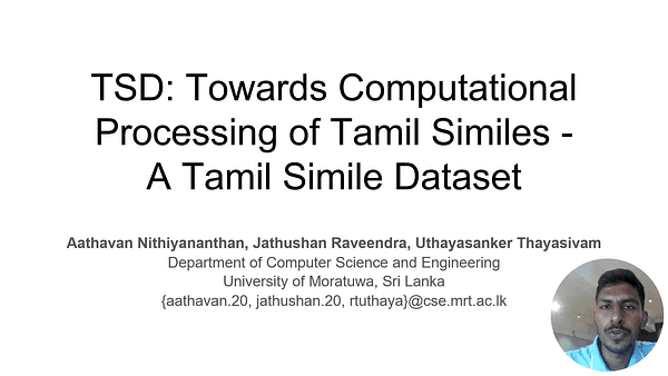 TSD: Towards Computational Processing of Tamil Similes - A Tamil Simile Dataset