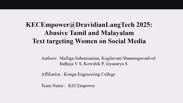 KECEmpower@DravidianLangTech 2025: Abusive Tamil and Malayalam Text targeting Women on Social Media