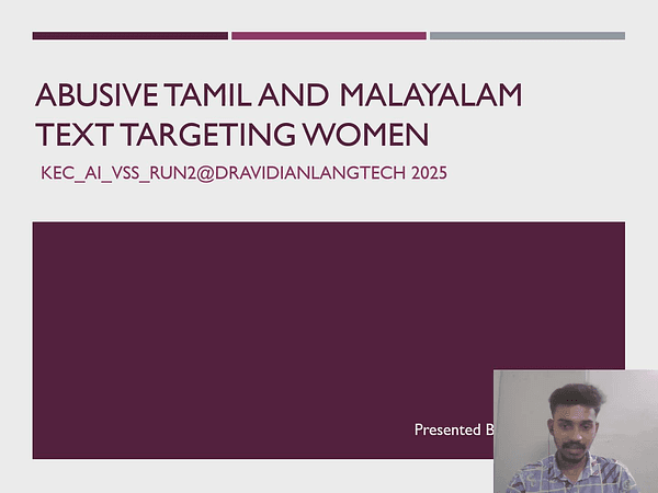 KEC_AI_VSS_run2@DravidianLangTech 2025: Abusive Tamil and Malayalam Text targeting Women on Social Media