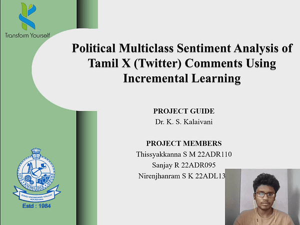 KSK@DravidianLangTech 2025: Political Multiclass Sentiment Analysis of Tamil X (Twitter) Comments Using Incremental Learning