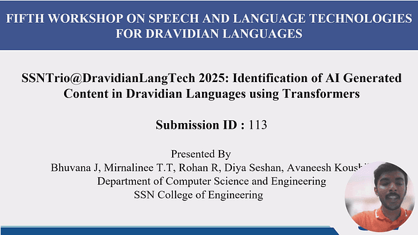 SSNTrio@DravidianLangTech 2025: Identification of AI Generated Content in Dravidian Languages using Transformers