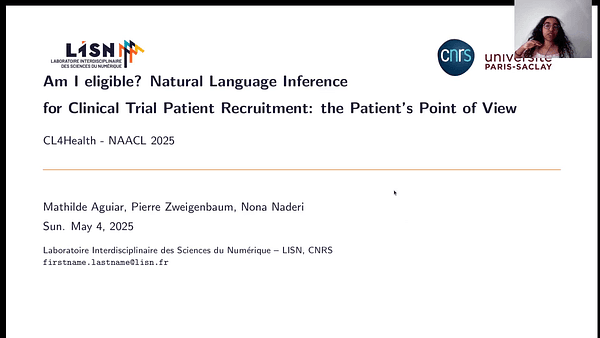 Am I eligible? Natural Language Inference for Clinical Trial Patient Recruitment: the Patient's Point of View