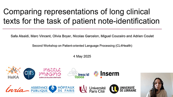 Comparing representations of long clinical texts for the task of patient-note identification
